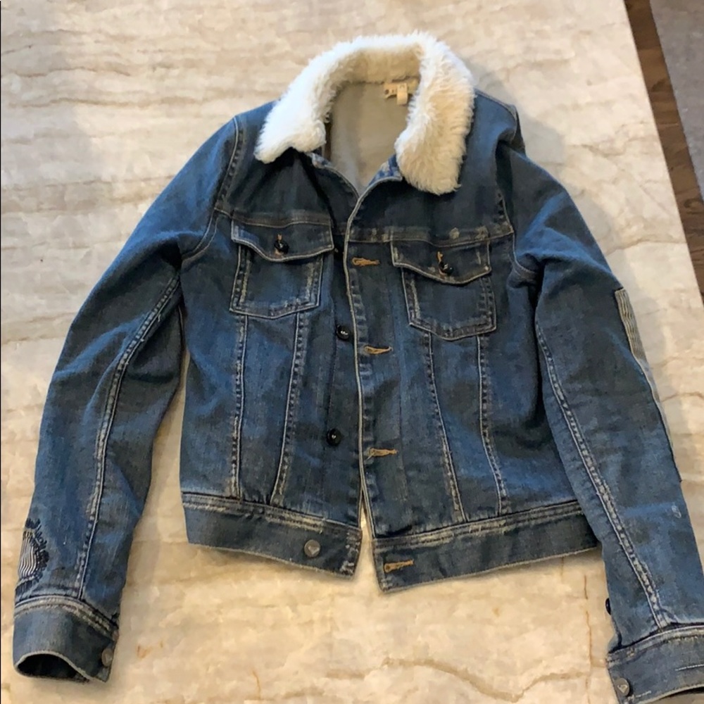 Roxy brand jean jacket with Sherpa fur